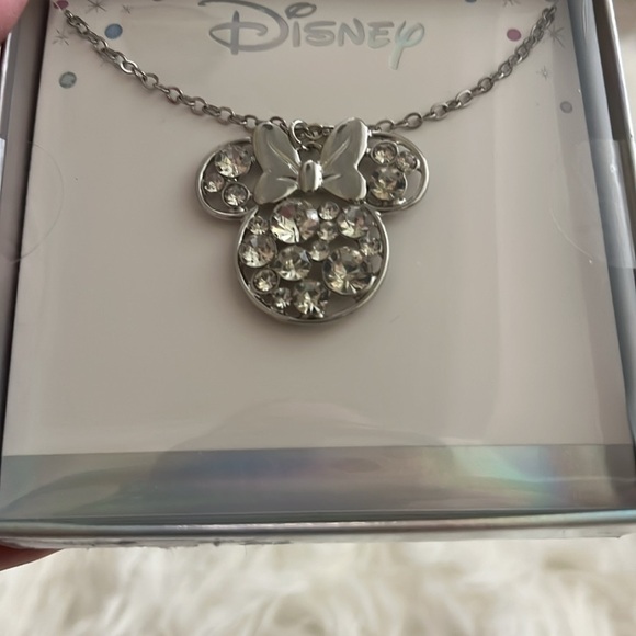 🆕 Disney Minnie Mouse Clear Rhinestone Pendant Necklace 18” - Picture 6 of 6